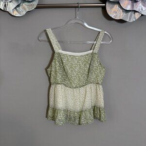 NWOT Green & White Floral Tank